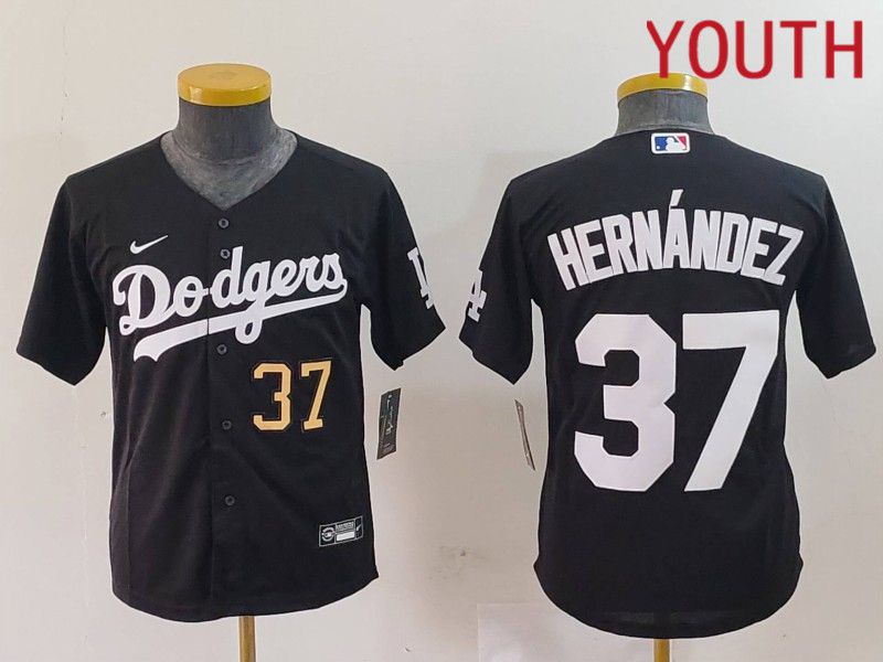 Youth Los Angeles Dodgers #37 Hernandez Black Nike Game 2024 MLB Jersey style 7241->youth mlb jersey->Youth Jersey